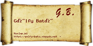 Gálfy Bató névjegykártya